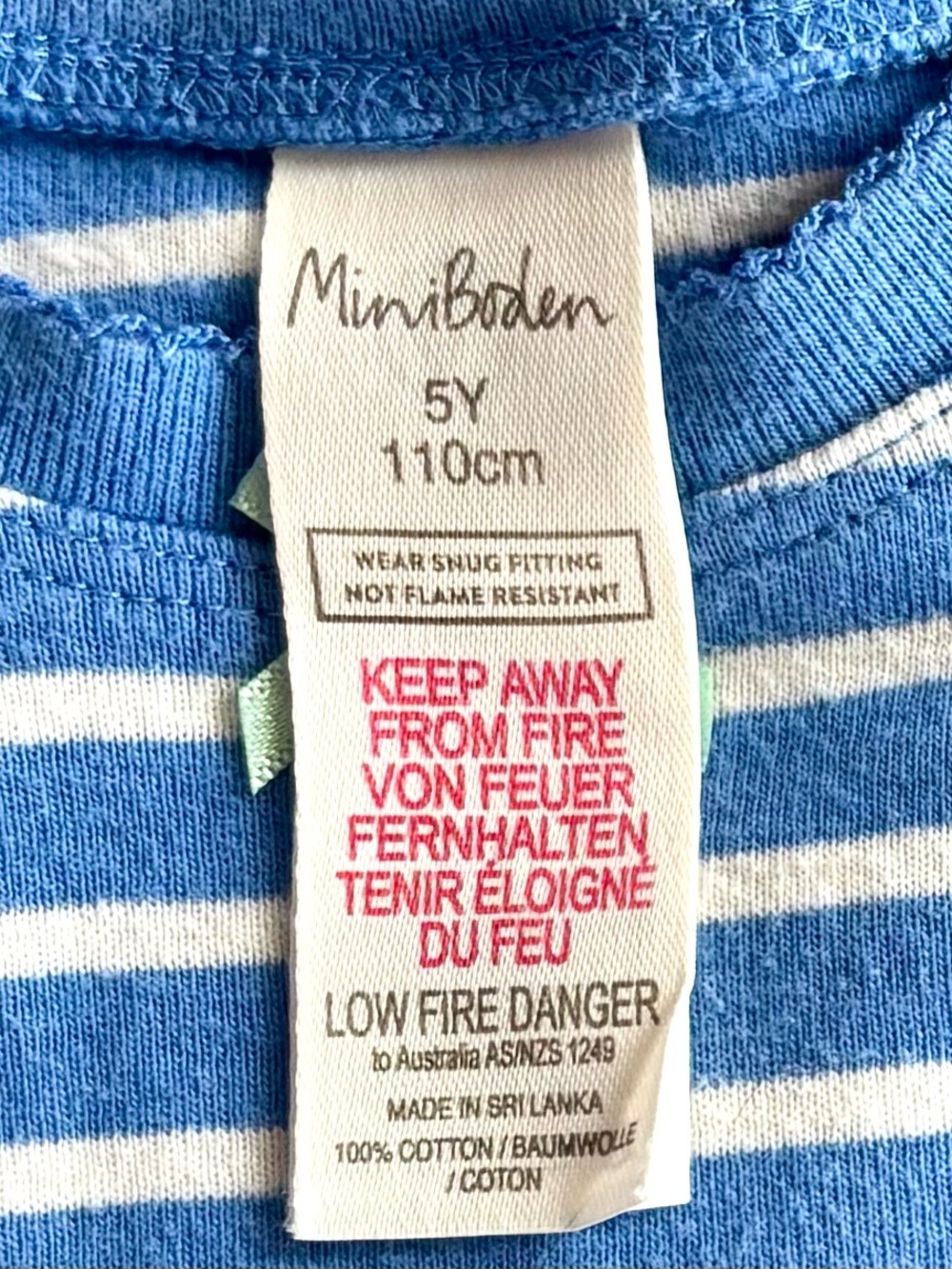 Mini Boden Blue & White Striped Pajama Set – Size 5Y - Picture 9 of 10